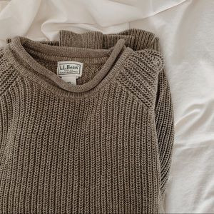 Green knit crew neck L.L. Bean sweater